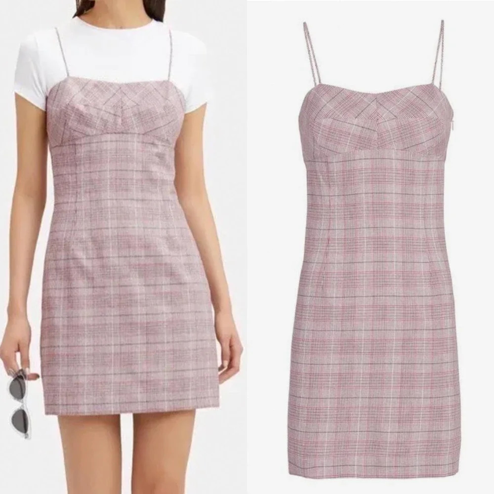 Intermix Roslyn‎ Plaid Mini Dress Pink Purple Size 4